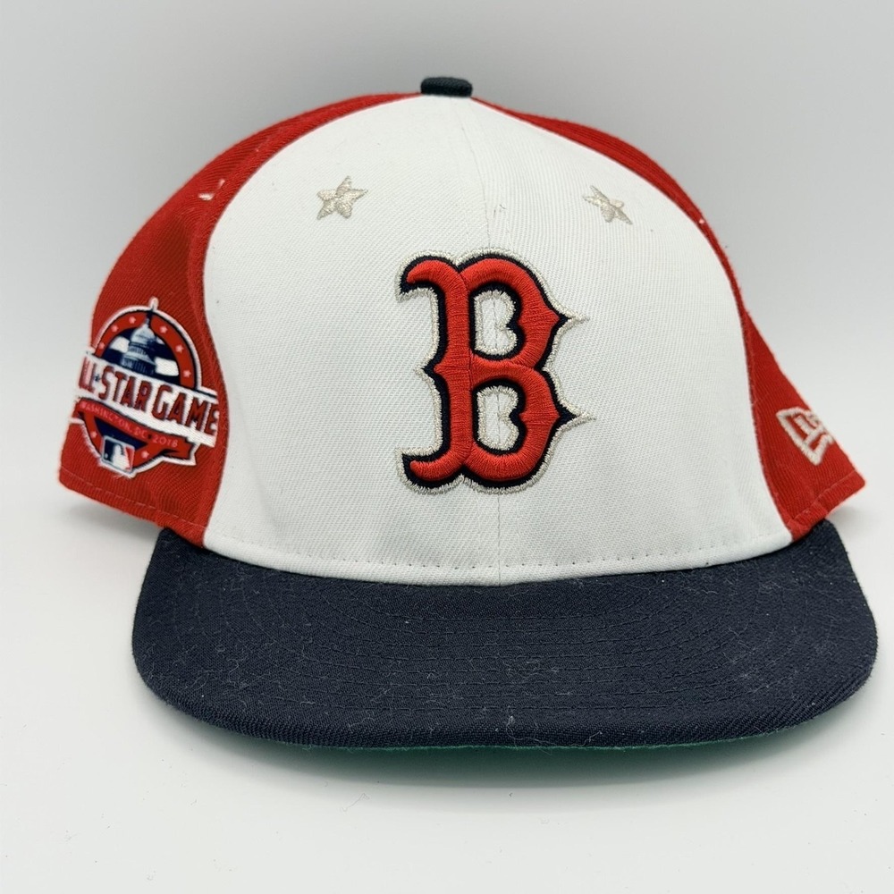 Boston Red Sox Hat Cap Fitted Mens 8 Red White Blue MLB 2018 All Star New Era